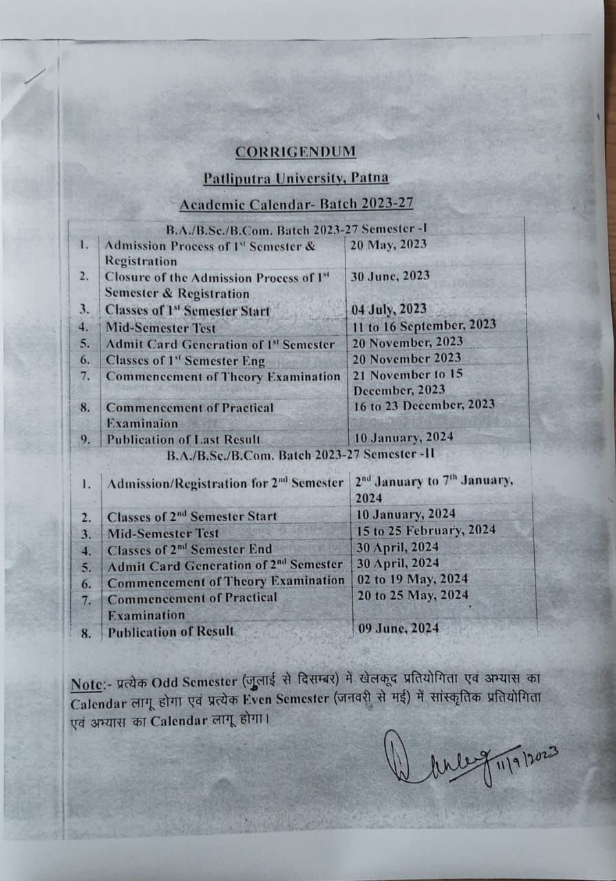 Academic Calendar
